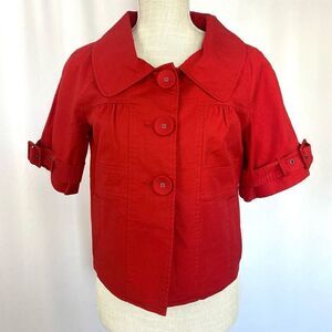 Banana Republic Factory Red-Orange Cropped Coat 1/2 Sleeve Women’s S Never Worn